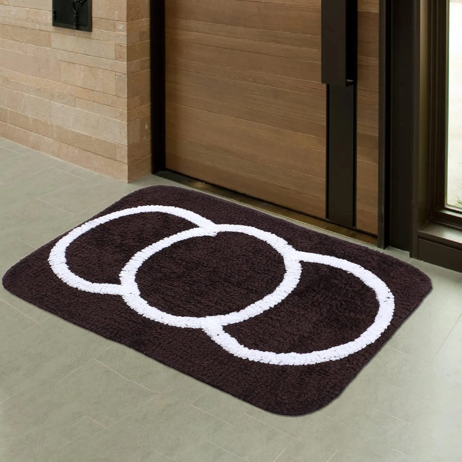 Kuber Industries Super Soft Door mat|Microfiber Anti-Slip Water Absorbant Fluffy Floor Mat|Entrance Mat for Kitchen,Bedside,Door,Living Room,60x40 cm,Set of 2|Brown and Grey (Pack of 5)