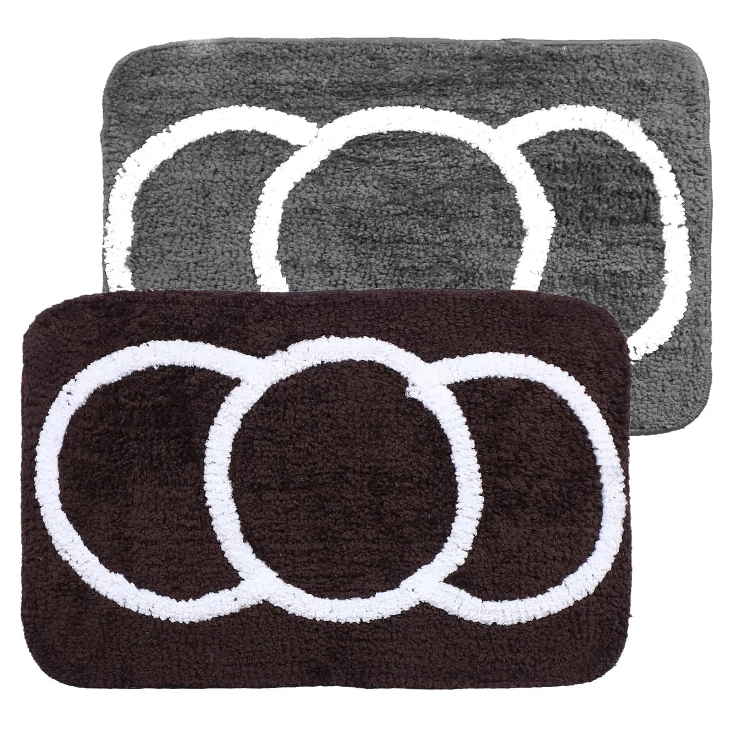 Kuber Industries Super Soft Door mat|Microfiber Anti-Slip Water Absorbant Fluffy Floor Mat|Entrance Mat for Kitchen,Bedside,Door,Living Room,60x40 cm,Set of 2|Brown and Grey (Pack of 5)