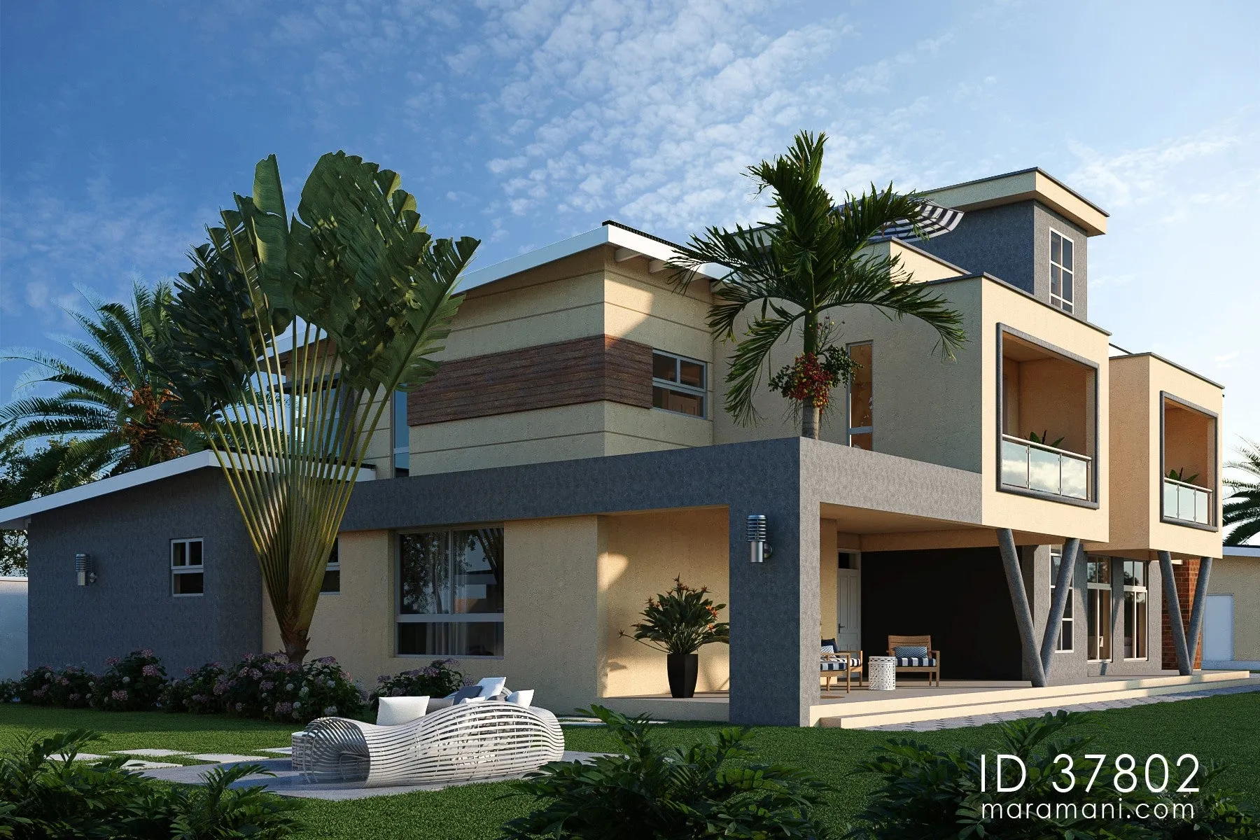 Modern house plan 7 bedrooms - ID 37802