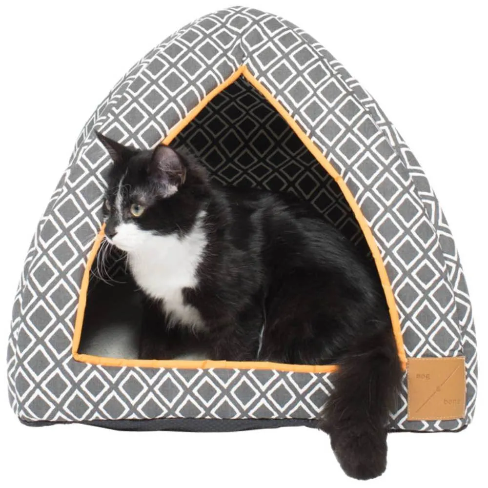 Mog & Bone Cat Igloo - Grey Ikat