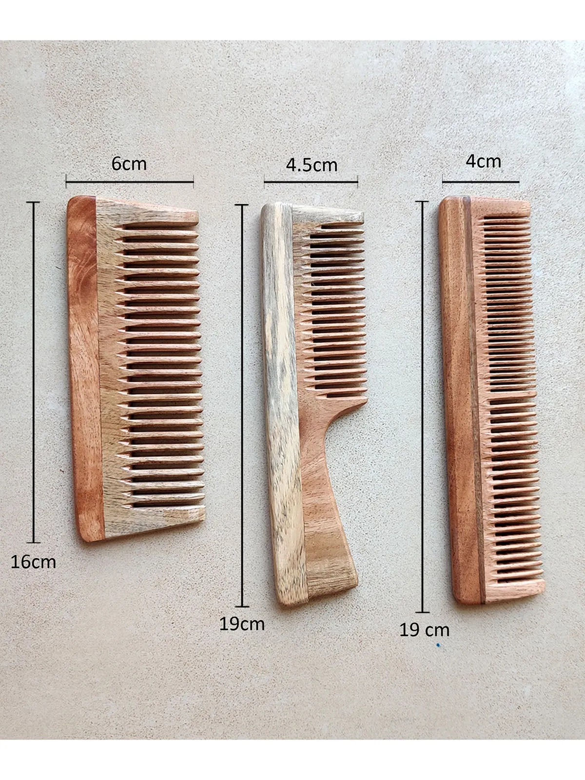 Neem Wood Comb Set Of 3