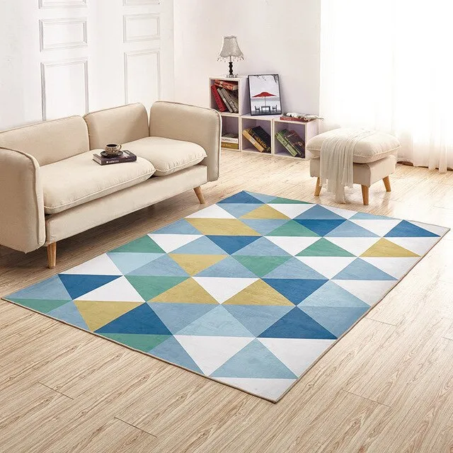 Nordic Style Geometry Print Bathroom Carpet Floor Rugs Home Decor Anti-slip Wall-to-wall Carpeting Bath Mat Rug Sofa Carpet Pads