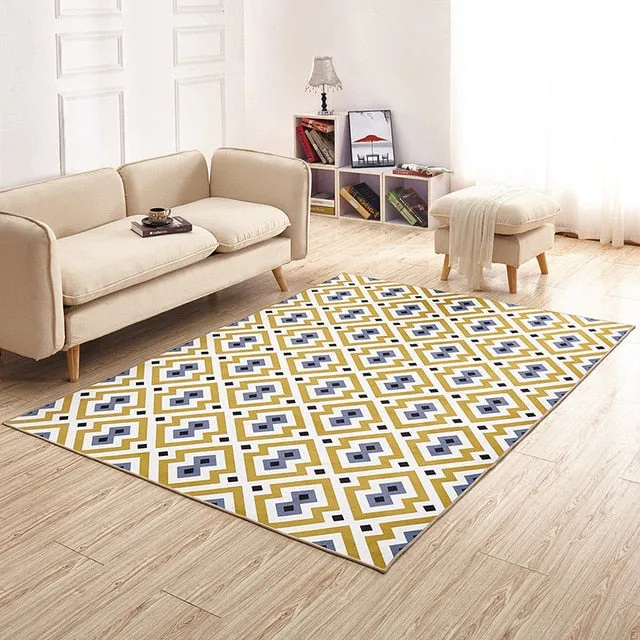 Nordic Style Geometry Print Bathroom Carpet Floor Rugs Home Decor Anti-slip Wall-to-wall Carpeting Bath Mat Rug Sofa Carpet Pads