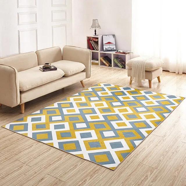 Nordic Style Geometry Print Bathroom Carpet Floor Rugs Home Decor Anti-slip Wall-to-wall Carpeting Bath Mat Rug Sofa Carpet Pads