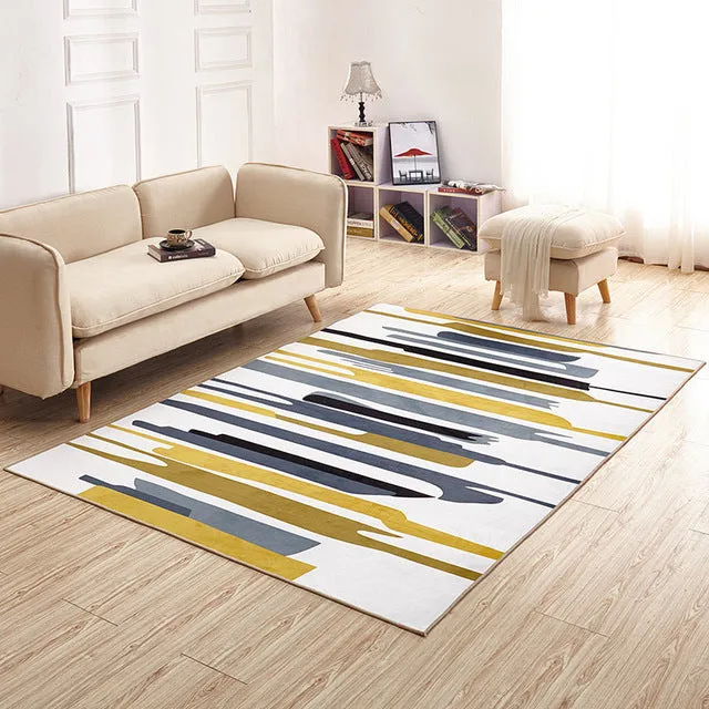 Nordic Style Geometry Print Bathroom Carpet Floor Rugs Home Decor Anti-slip Wall-to-wall Carpeting Bath Mat Rug Sofa Carpet Pads