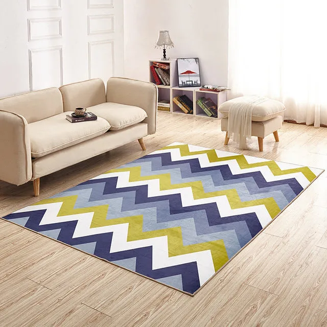 Nordic Style Geometry Print Bathroom Carpet Floor Rugs Home Decor Anti-slip Wall-to-wall Carpeting Bath Mat Rug Sofa Carpet Pads