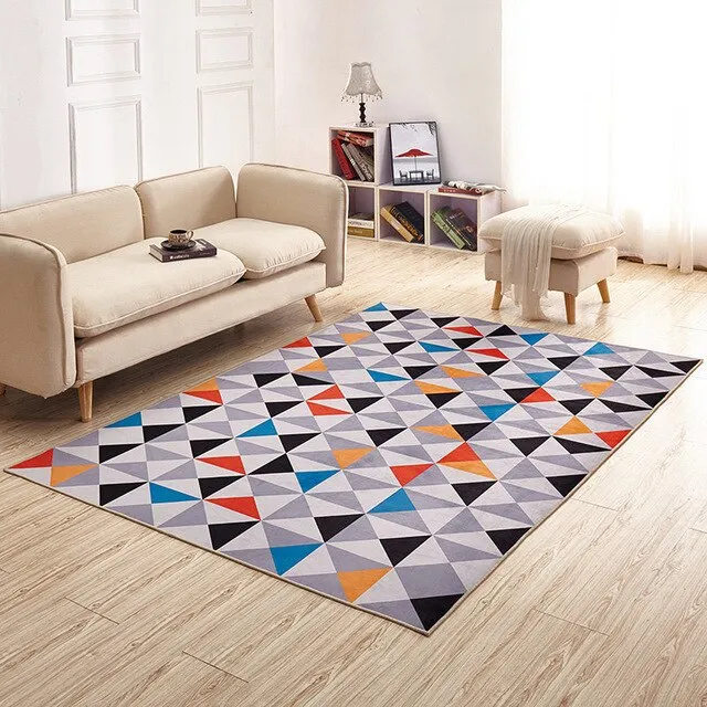 Nordic Style Geometry Print Bathroom Carpet Floor Rugs Home Decor Anti-slip Wall-to-wall Carpeting Bath Mat Rug Sofa Carpet Pads