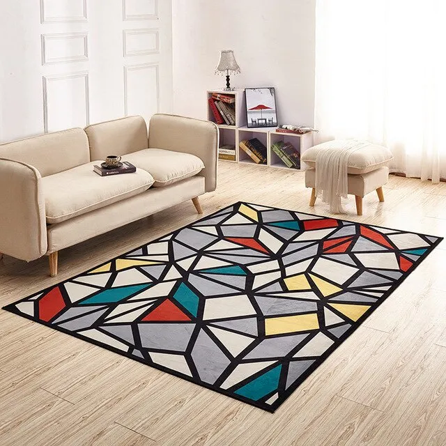 Nordic Style Geometry Print Bathroom Carpet Floor Rugs Home Decor Anti-slip Wall-to-wall Carpeting Bath Mat Rug Sofa Carpet Pads