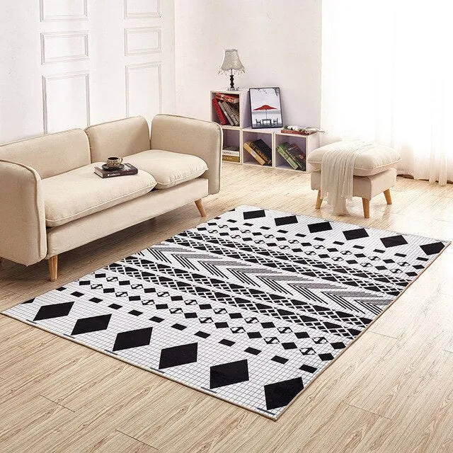 Nordic Style Geometry Print Bathroom Carpet Floor Rugs Home Decor Anti-slip Wall-to-wall Carpeting Bath Mat Rug Sofa Carpet Pads