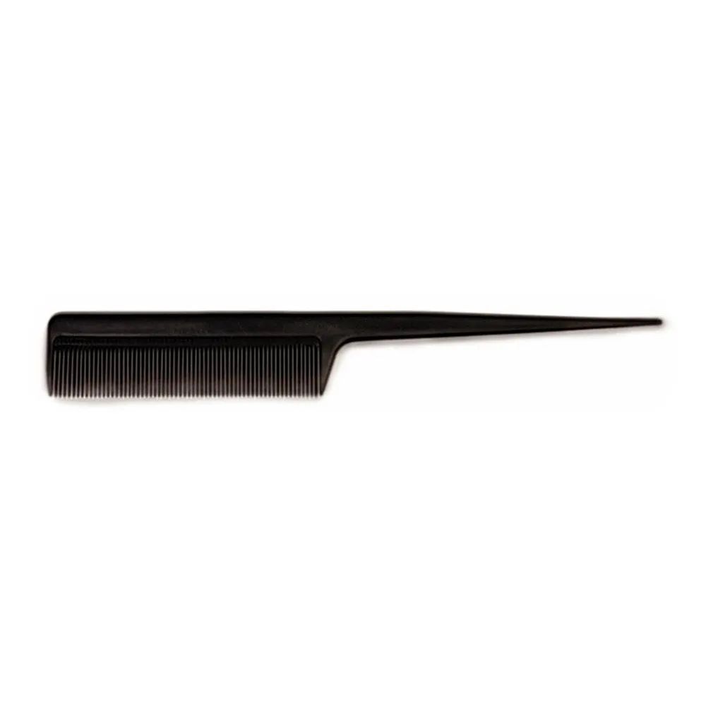 PLASTIC FINE TOOTH TAIL COMB 12PCS BULK PACK - BLACK