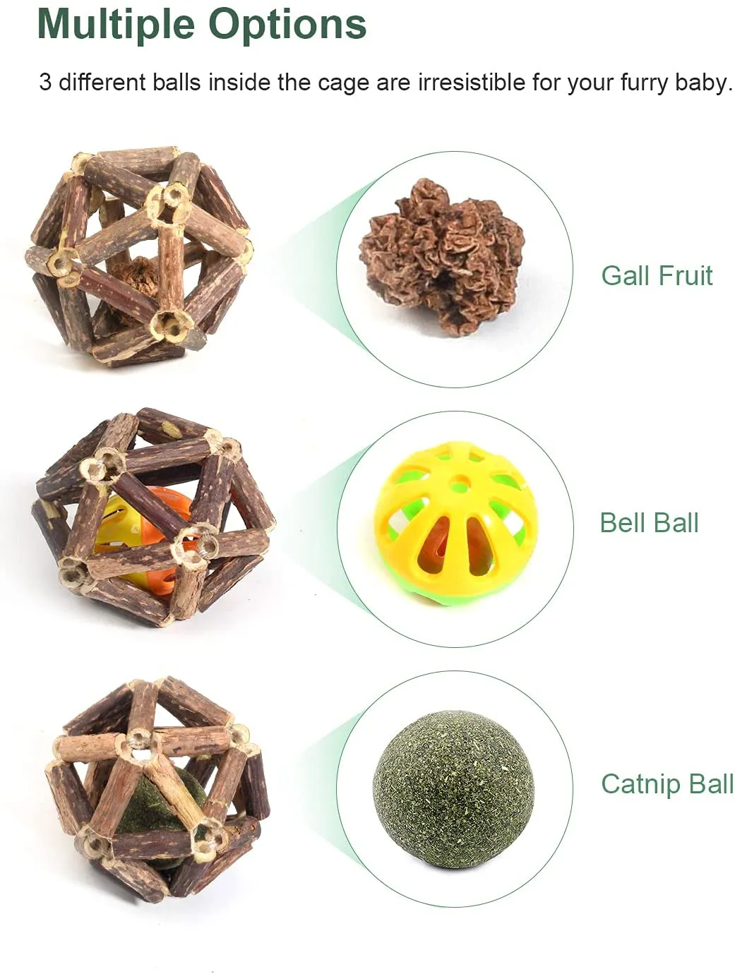 Potaroma 3 Pack Silvervine Stick Cage Balls
