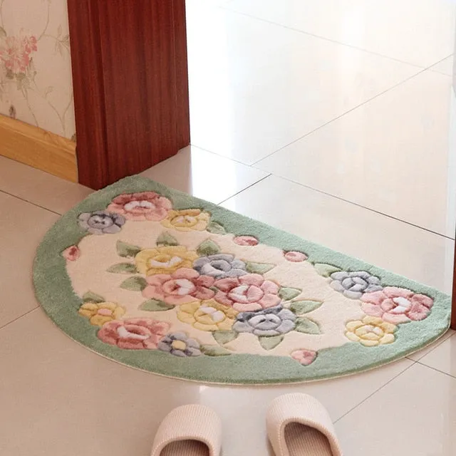 Retro Flower Printing Bathroom Rug Mats, 1 PCS 7 Colors Anti-slip Bath Mat Carpet, Toilet Mat For Bathroom And Toilet alfombra