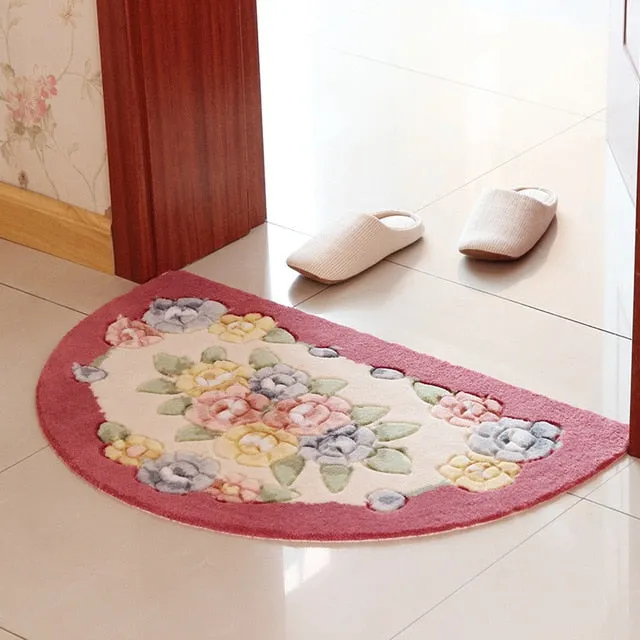 Retro Flower Printing Bathroom Rug Mats, 1 PCS 7 Colors Anti-slip Bath Mat Carpet, Toilet Mat For Bathroom And Toilet alfombra