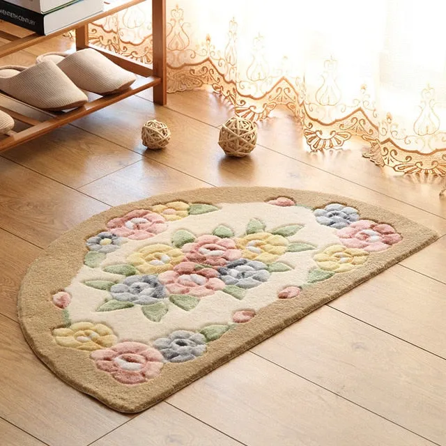 Retro Flower Printing Bathroom Rug Mats, 1 PCS 7 Colors Anti-slip Bath Mat Carpet, Toilet Mat For Bathroom And Toilet alfombra
