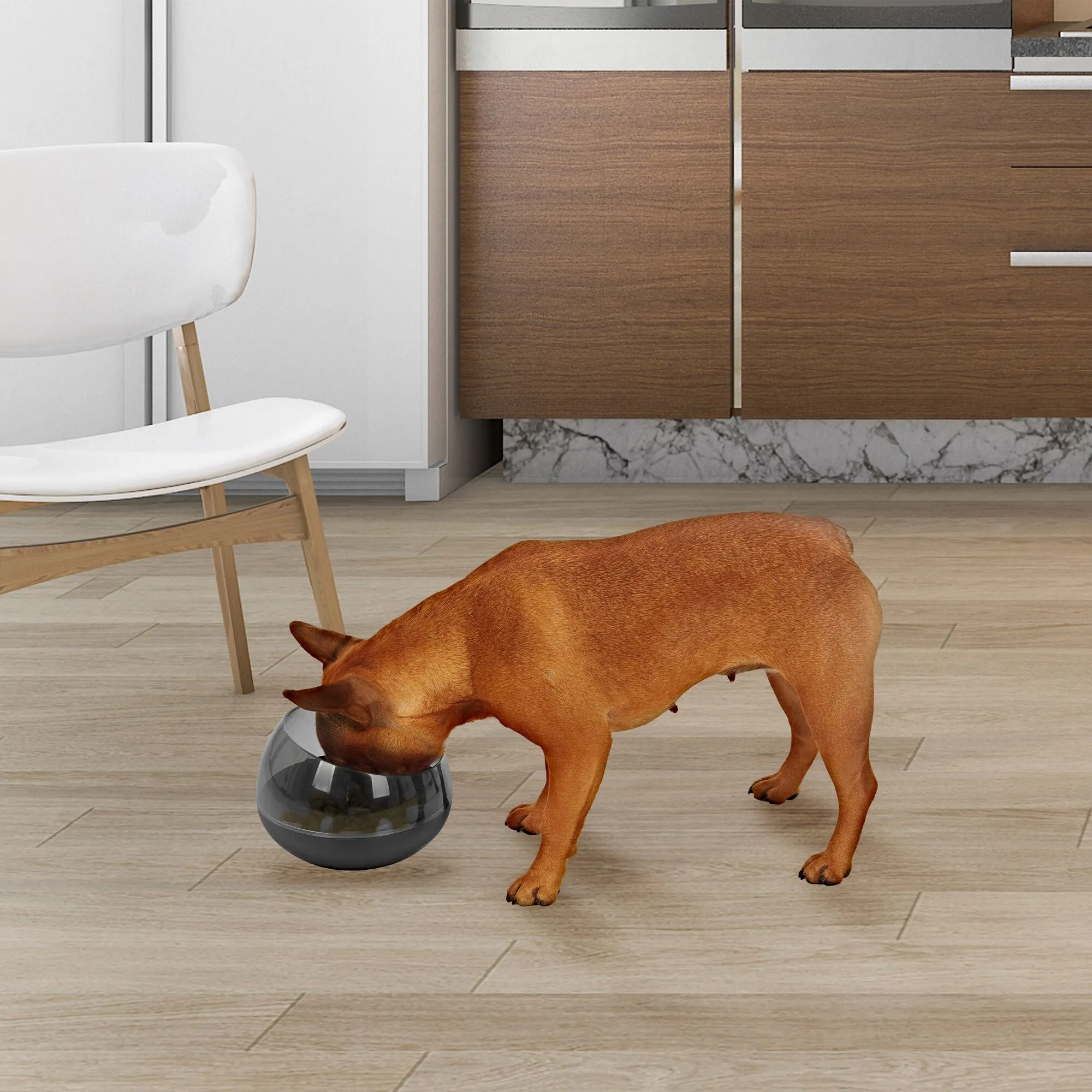 Rocking Slow Feeder Dog Bowl, One Size, Black