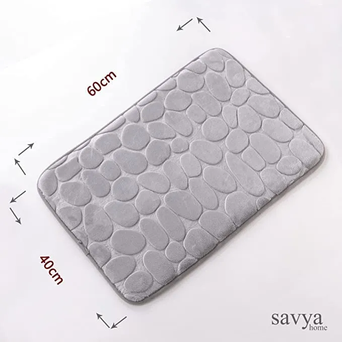 SAVYA HOME - Qty-2 Pink Nonslip Soft Rubber Bath Mat, Rain Mat for Bathtub and Shower, Anti Slip, Anti Bacterial, Machine Washable PVC Bath Mat for Bathroom | Size : 65 x 36 cm (Brown & Grey)