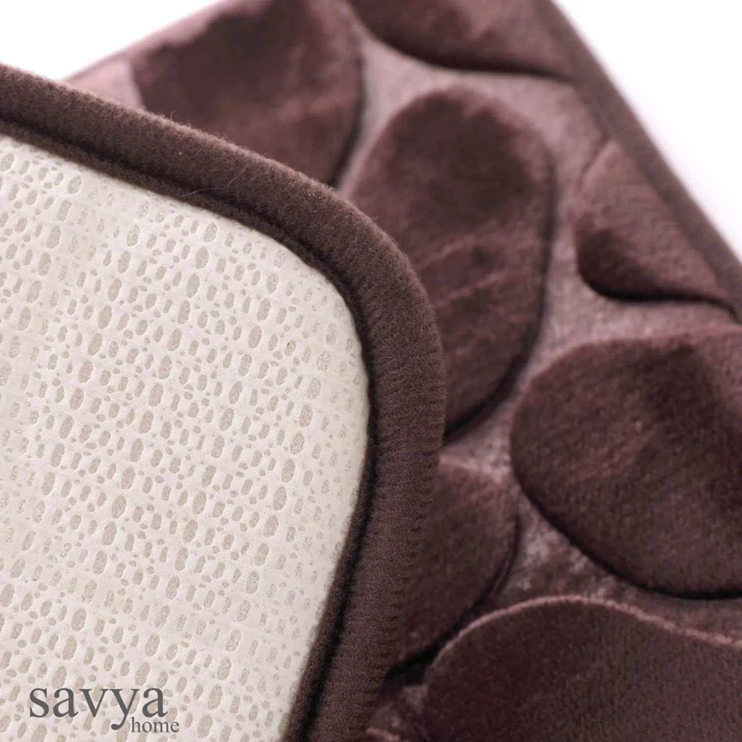 SAVYA HOME - Qty-2 Pink Nonslip Soft Rubber Bath Mat, Rain Mat for Bathtub and Shower, Anti Slip, Anti Bacterial, Machine Washable PVC Bath Mat for Bathroom | Size : 65 x 36 cm (Brown & Grey)