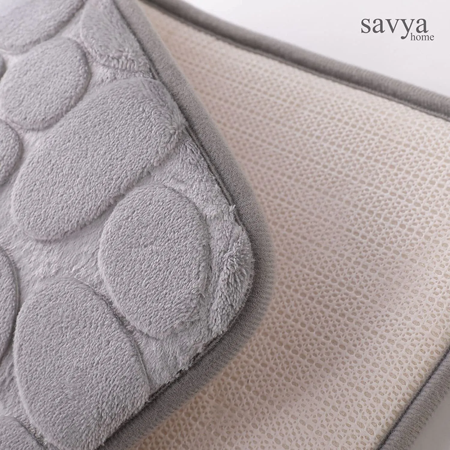 SAVYA HOME - Qty-2 Pink Nonslip Soft Rubber Bath Mat, Rain Mat for Bathtub and Shower, Anti Slip, Anti Bacterial, Machine Washable PVC Bath Mat for Bathroom | Size : 65 x 36 cm (Brown & Grey)