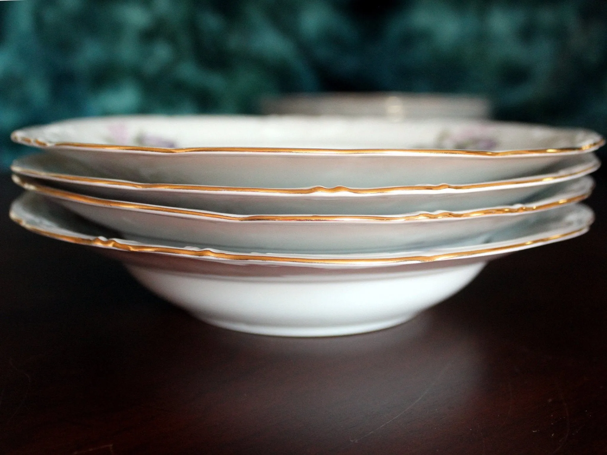 Set of 4 Walbrzych Soup Bowls, Embossed 8in Bowls, Made in Poland