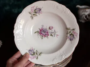 Set of 4 Walbrzych Soup Bowls, Embossed 8in Bowls, Made in Poland