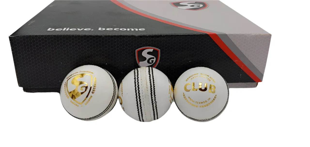 SG Club Cricket Leather ball - WHITE