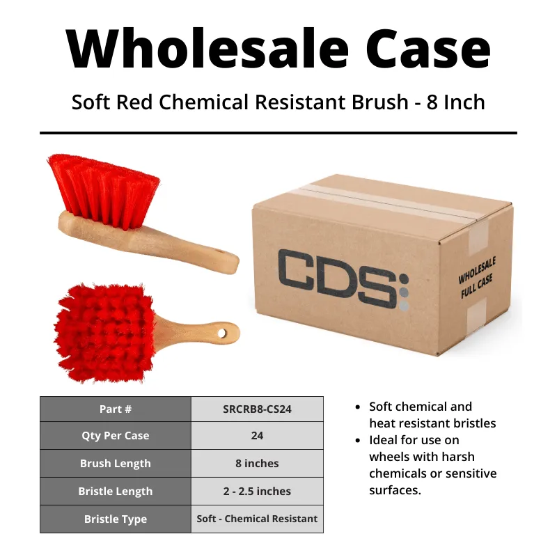 Soft Red Chemical Resistant Brush - 8 Inch [Case of 24]