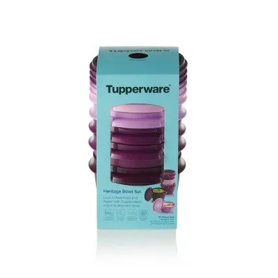 Tupperware Heritage 5pk Plastic Food Storage Container Set Purple
