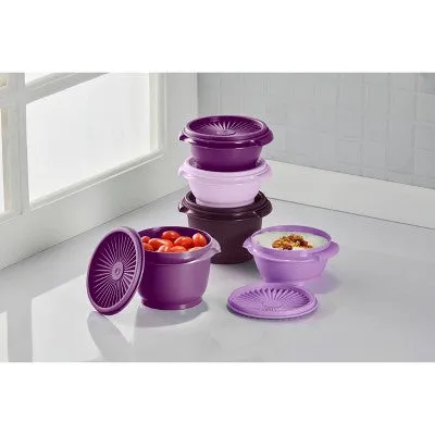 Tupperware Heritage 5pk Plastic Food Storage Container Set Purple