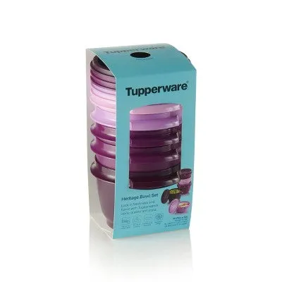 Tupperware Heritage 5pk Plastic Food Storage Container Set Purple