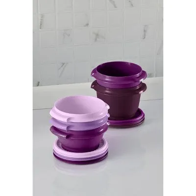 Tupperware Heritage 5pk Plastic Food Storage Container Set Purple