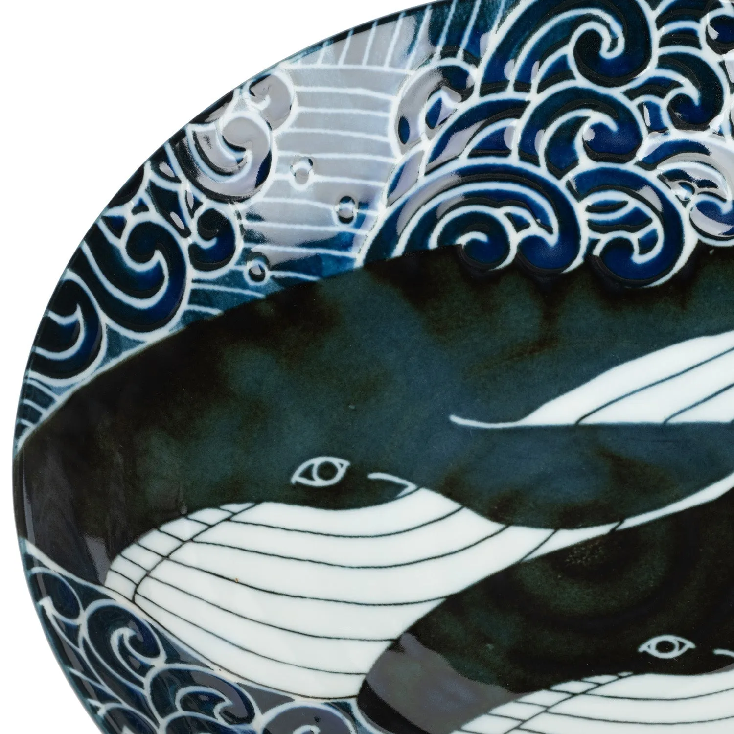Whale Indigo Blue Ceramic Japanese Bowl Set