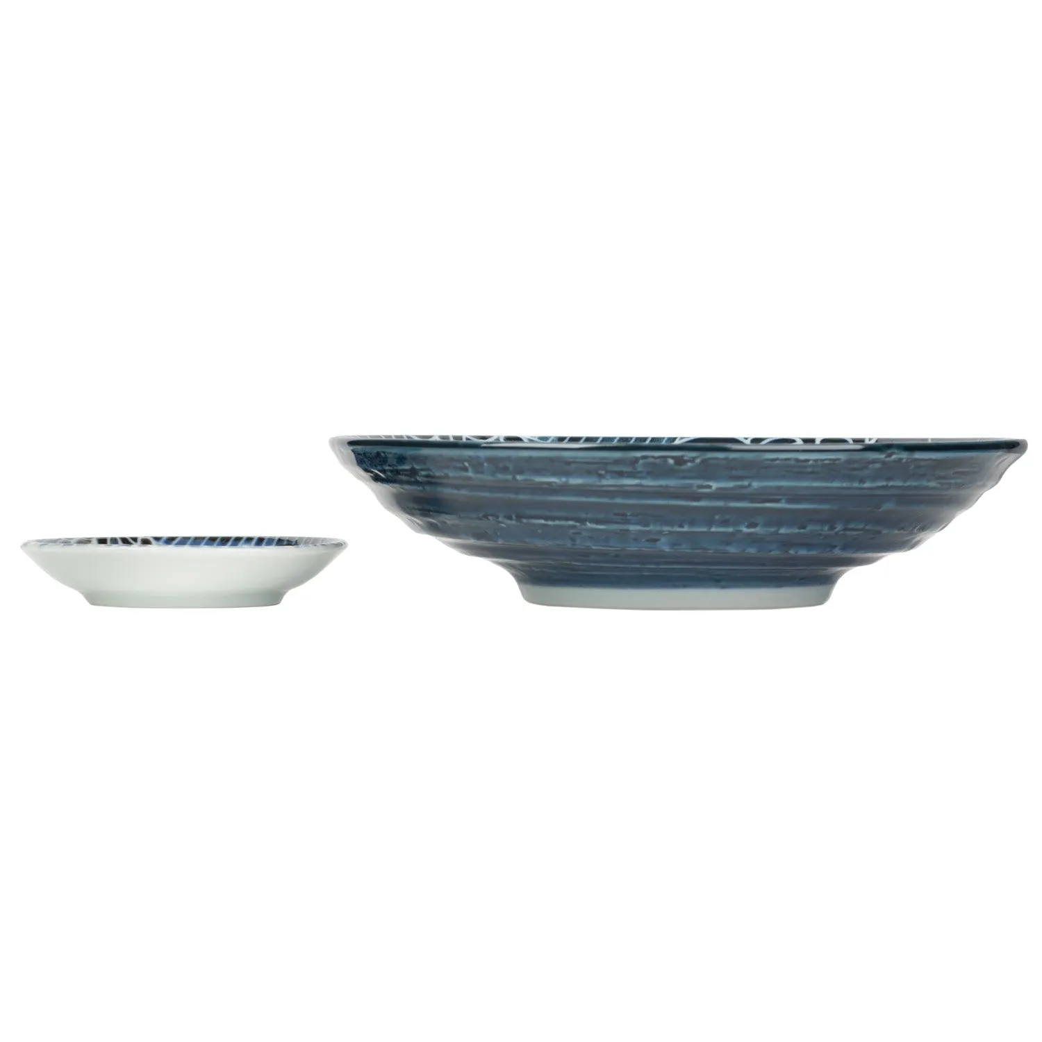 Whale Indigo Blue Ceramic Japanese Bowl Set