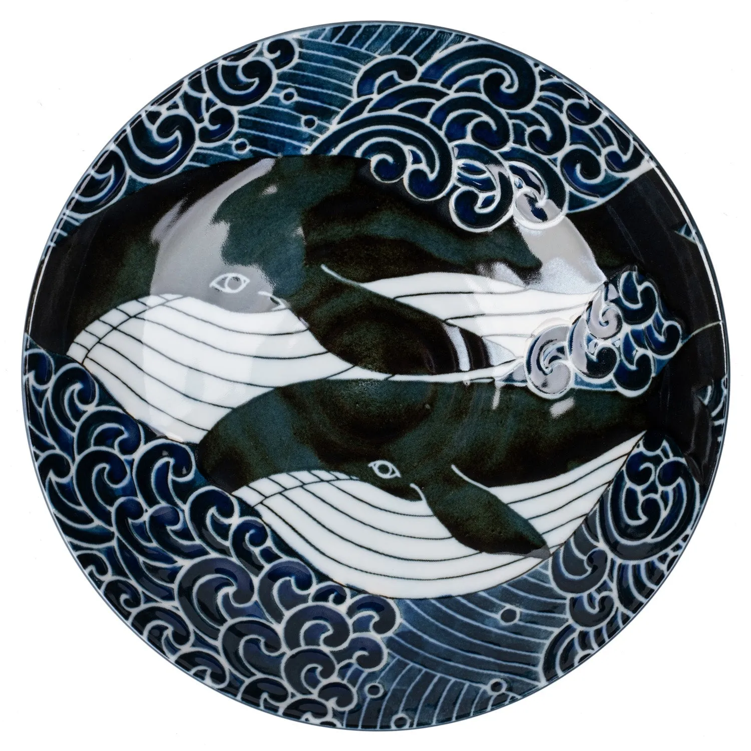 Whale Indigo Blue Ceramic Japanese Bowl