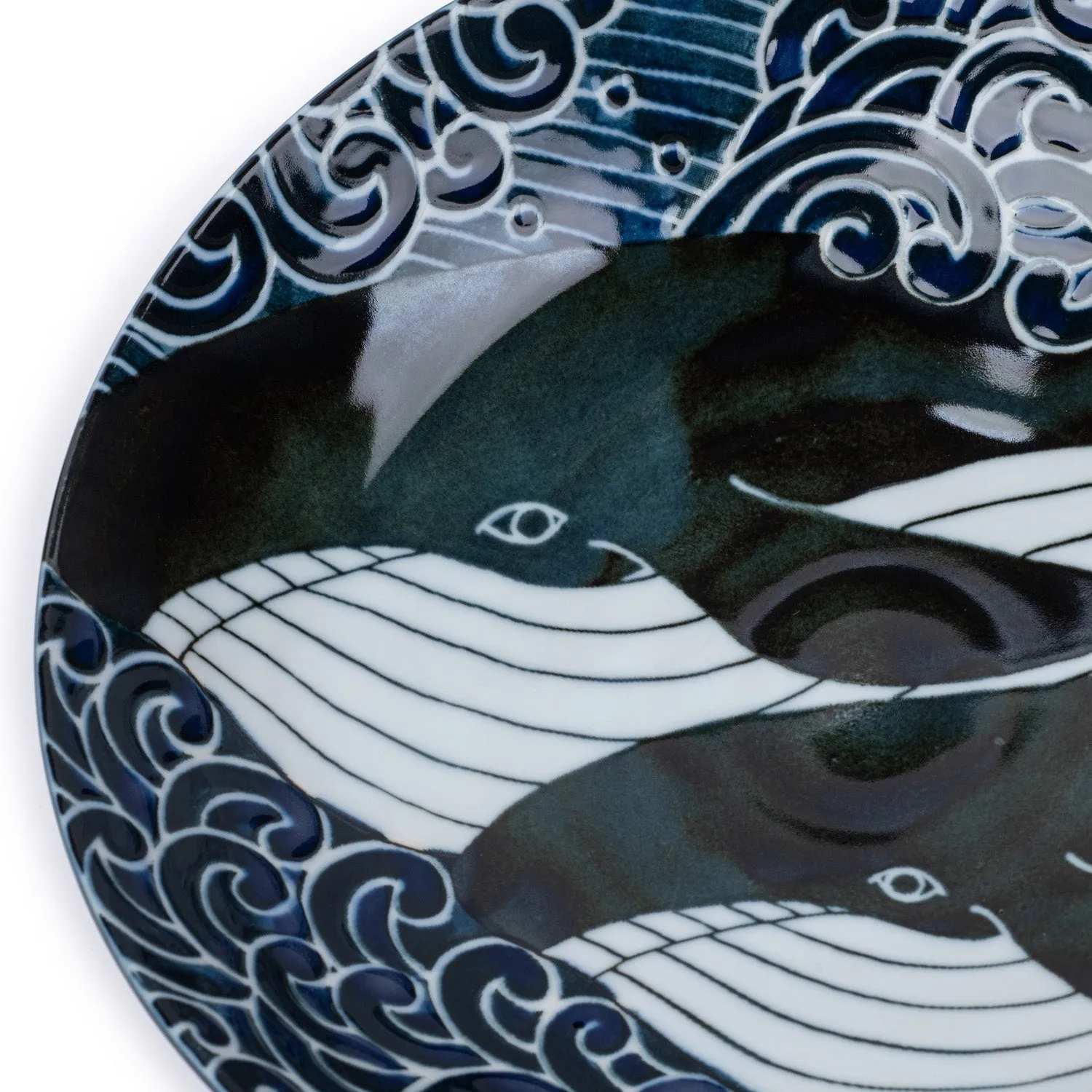 Whale Indigo Blue Ceramic Japanese Bowl